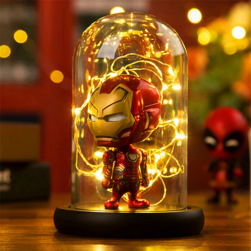 Герой паук ночные светильники Marvel супер Железный человек Халк Дэдпул светодиодный настольный лампа, ночник Многоцветный Рождественский Декор Детские Подарочные игрушки
