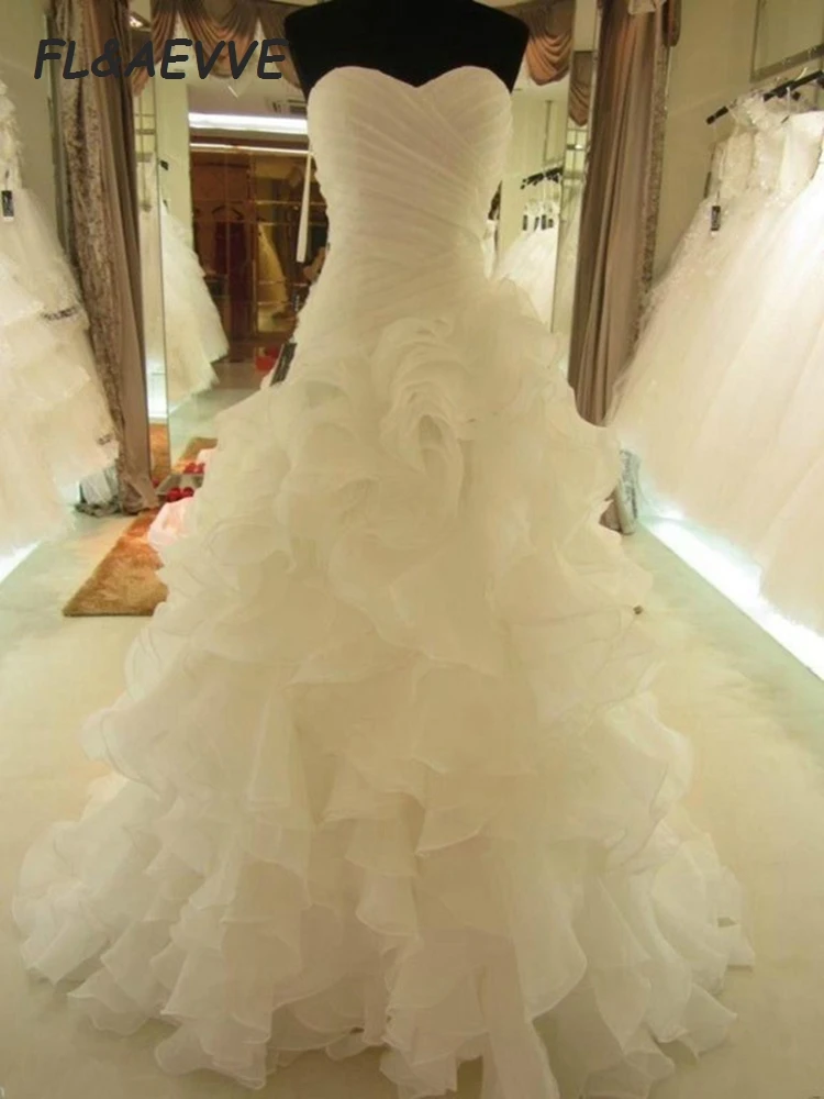 Винтажное бальное платье, свадебные платья, милая органза, без рукавов, со шлейфом, с оборками, на шнуровке, свадебные платья