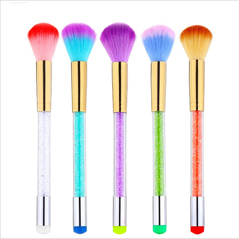 Double Head Nail Cleaning Brush Nail Silicone Stamp Dust Powder Brush