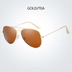 Vintage Polarized UV400 Classic Pilot Sunglasses with Mirrored Lenses (Gold Tea)
