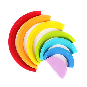 

7pcs/set Children's Intellectual Early Educational Montessori Environmental Protection Wooden Toys Rainbow Blocks