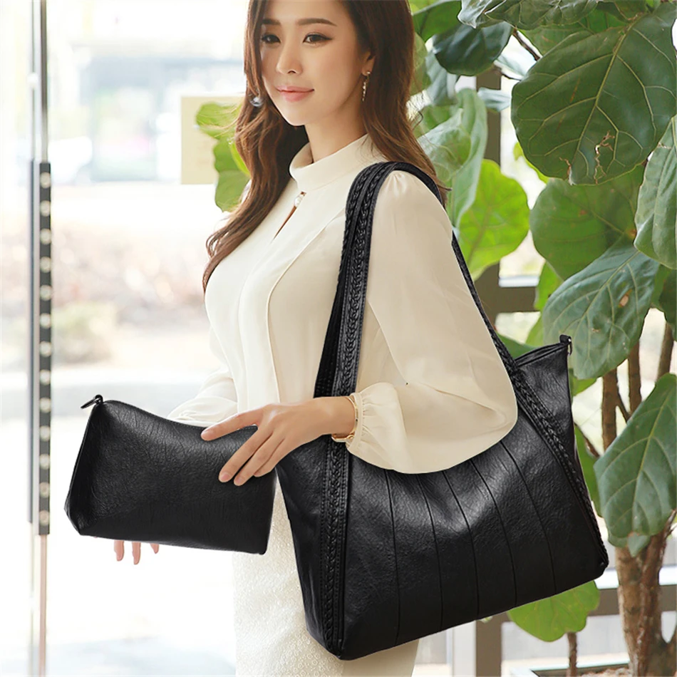 Goedkoop Casual 2 Set Vrouwen schoudertas Hoge Kwaliteit luxe handtassen vrouwen tassen designer Zachte PU Lederen Crossbody Tassen Voor Vrouwen 2019