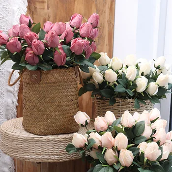 

High imitation plastic rose, retro living room decoration, oil painting rose bouquet, dining room fake flower decoration decorat