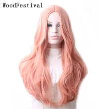 

WoodFestival Synthetic Wig Hair Cosplay Wigs For Women Long Wavy Ombre Pink Red Green Brown Purple Blue Black Colored