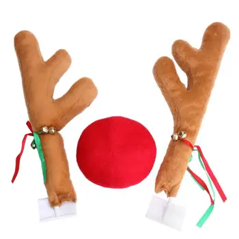 

3pcs/Set Christmas Reindeer Antlers Car Costume Car Truck Costume Decor Antlers Red Nose Xmas Set Christmas Decorations for Home