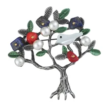 Europe And America Classic Retro Pearl Garland Brooch Corsage Versitile Fashion Semi-precious Stone Women's Scarf Buckle Brooch