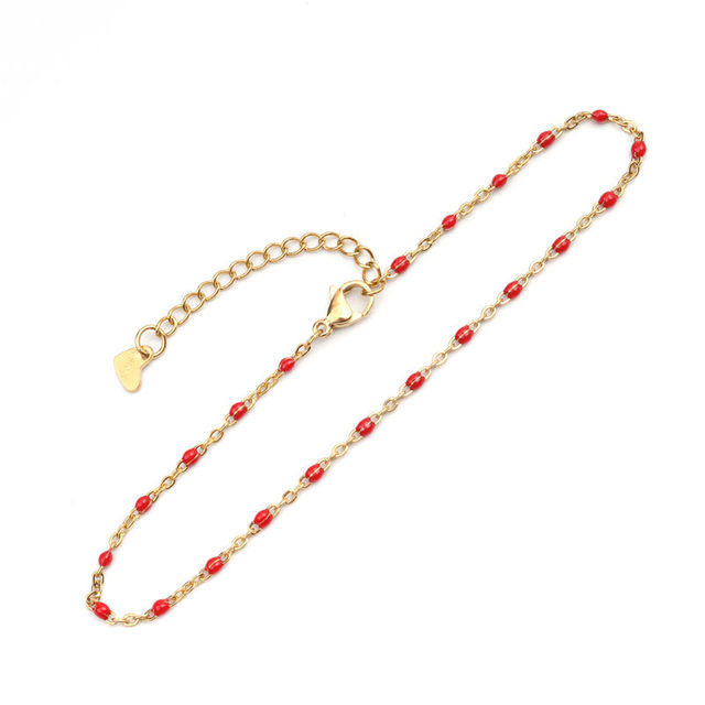PC Fashion Stainless Steel Anklet Enamel Gold Multicolor On Foot Ankle Bracelets Women Men Leg Link Chain Jewelry 23cm Long