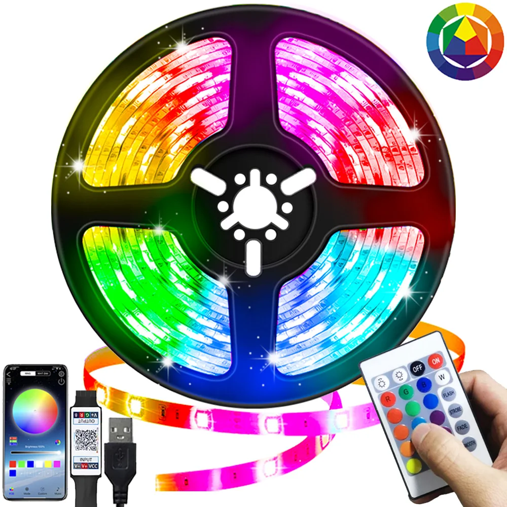 RGB 5050 2835 LED Lights Strip Bluetooth Control USB DC 5V Flexible Lamp Tape Diode Festival Fita Bedroom Tira Luces TV Desk Luz