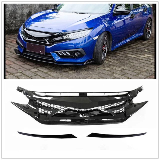 Grill Kühlergrill Für Honda Civic 10th Gen 2016-2018 Si Fließheck Typ R  Modelle 2019-2021 Schwarz auto Ober Auto Haube Mesh Grid - AliExpress