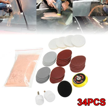 

Universal 34pcs Set Deep Scratch Remover Repair Glass Polishing Kit Wool Polish Pad DIY Repair Glass Kit Car Accessories