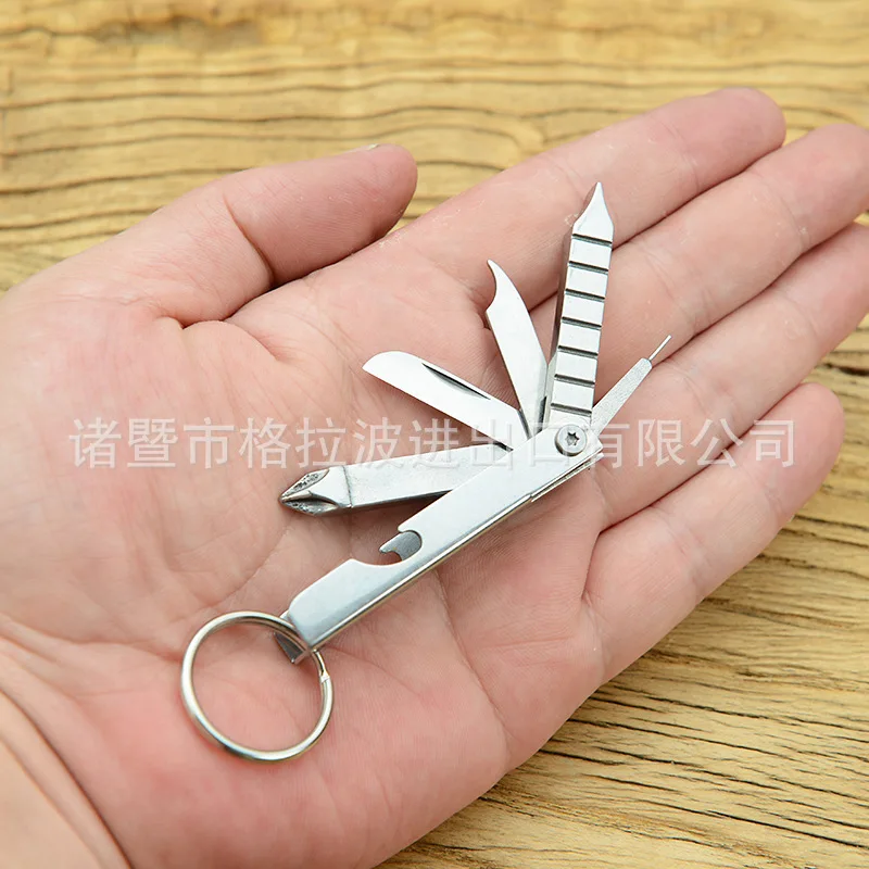 Camping Outdoor Portable Mini Folding Multi Function nail clippers keyring Knife Screwdriver Pocket Tool Set fashion Keychain