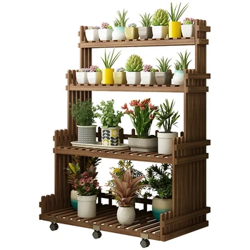 

Flower Stand Solid Wood Home Indoor Multi-storey Balcony Living Room Rack Floor Decoration Flower Shelf Green Lollo Meat Europea