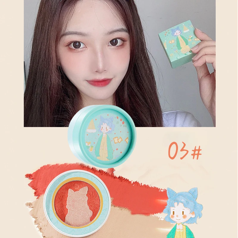 

VONGEE Embossed Blush Palette High Light Natural Heart Waterproof Rouge Pigment Blusher Power Long-lasting Face Makeup TSLM2