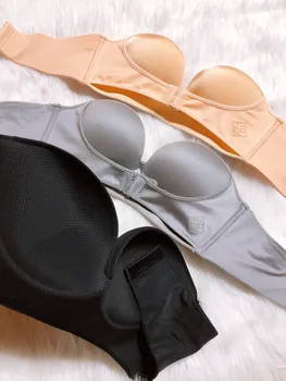 

BIIGGXX Strapless Front Buckle, Invisible, Non-slip, Adjustable, Small Breast, Thickened, Rounded Bra