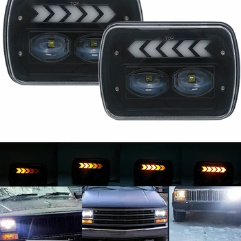 

1 Pair 5X7 7X6 Inch Projector High Low Beam Led Headlights with DRL 5x7 Led Headlight Turn Signal for Jeep Cherokee XJ H6054