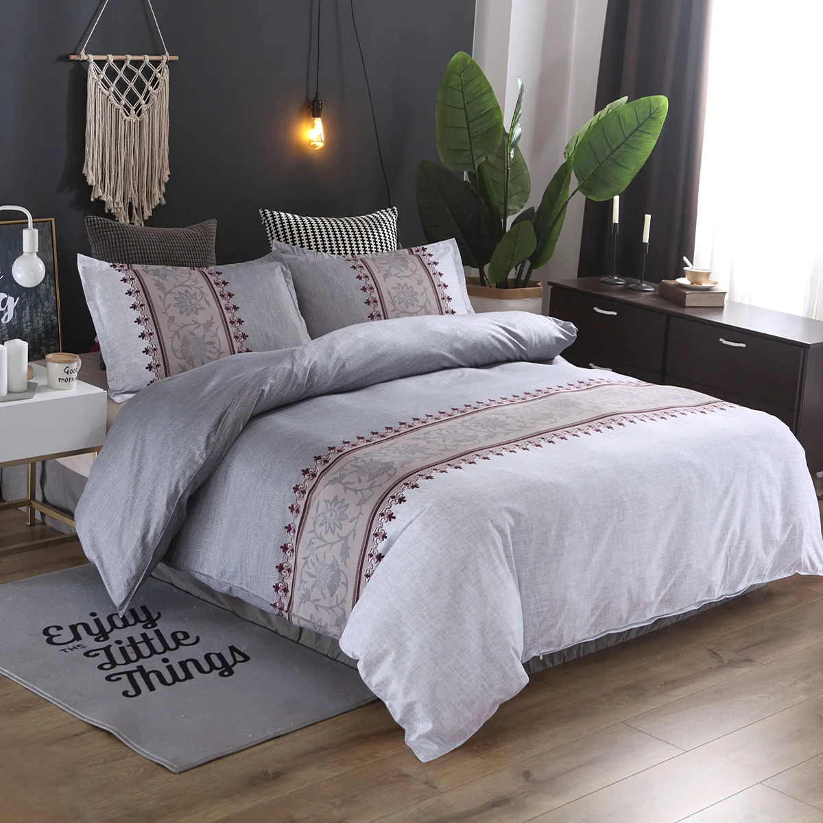 

Simple Luxury Queen King Size Bedding Sets Floral Printed Flower Bed Linen Duvet Cover Set Quilt Cover Bedclothes No Bed Sheet