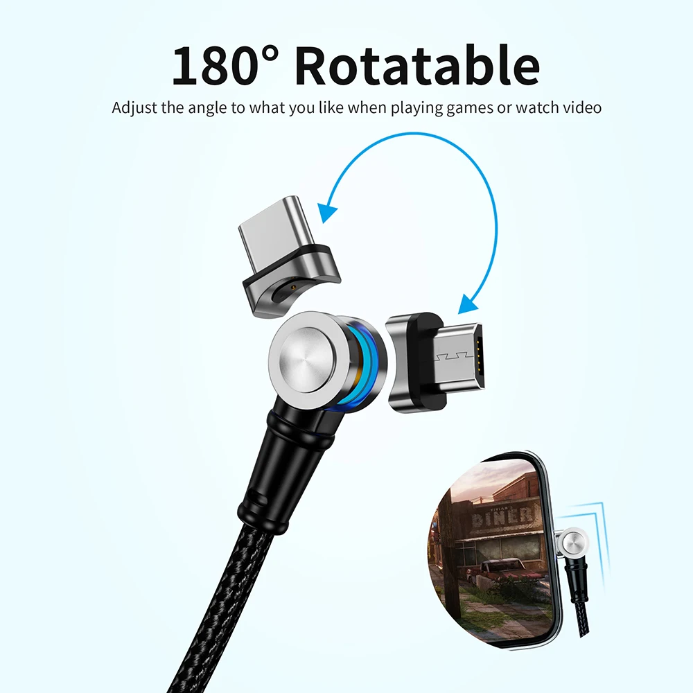 IOSEEKS Magnetic Charger Micro USB Type C Cable For iPhone Samsung Huawei Mobile Phone Charging USB 4