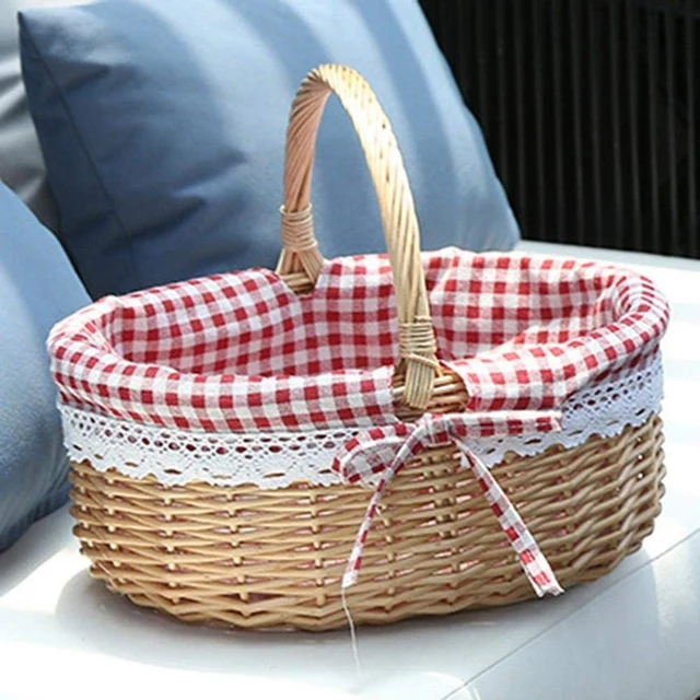 Wicker Basket Gift Baskets Empty Oval Willow Woven Picnic Basket with Handle Wedding Basket Small 2
