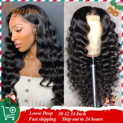 Nature Black Loose Deep Lace Front Human Hair Wigs 13x4 Frontal Lace Wig 16-34 Inch Brazilian PrePlucked Hair Wig for Women