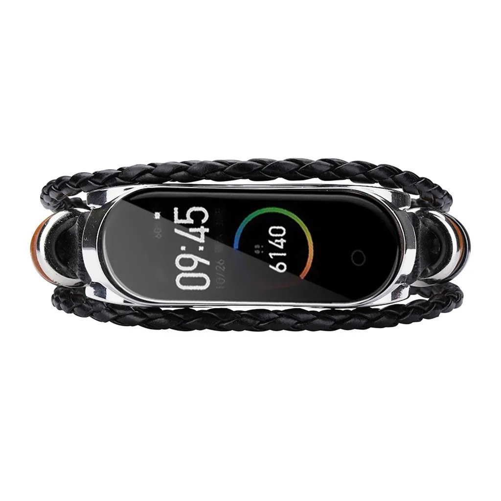 Модный кожаный браслет SmartBand с бусинами плетеный сменный ремешок для часов Xiaomi Mi