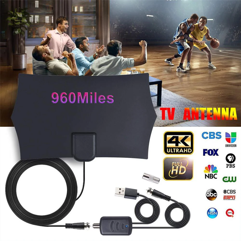 4K Digital HDTV Amplifier TV Antenna For Digital TV Indoor 960 Miles Signal Receiver HD 1080P TV Antenna Booster Signal Antenna
