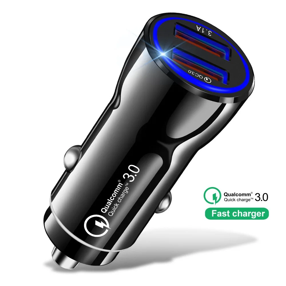 Автомобильное USB зарядное устройство Быстрая зарядка 3,0 зарядное устройство для мобильного телефона 3.1A 2 порта USB быстрая зарядка для IPhone samsung зарядное устройство для планшетов