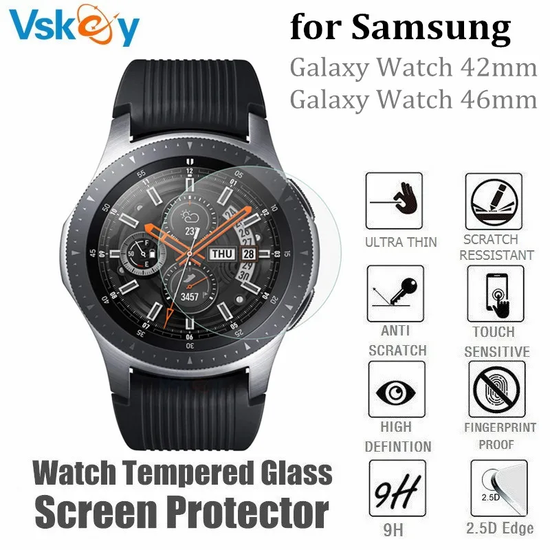 VSKEY 100 шт. закаленное стекло для часов Samsung Galaxy 42 мм и 46 круглая Защитная пленка