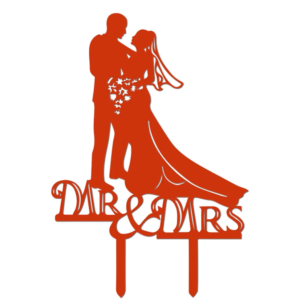 WTX70314490RD Hot sale on New Wedding Cake Topper Insert Card Love Groom And Bride Acrylic Cake Decoration 10.16 - Цвет: WTX70314490RD