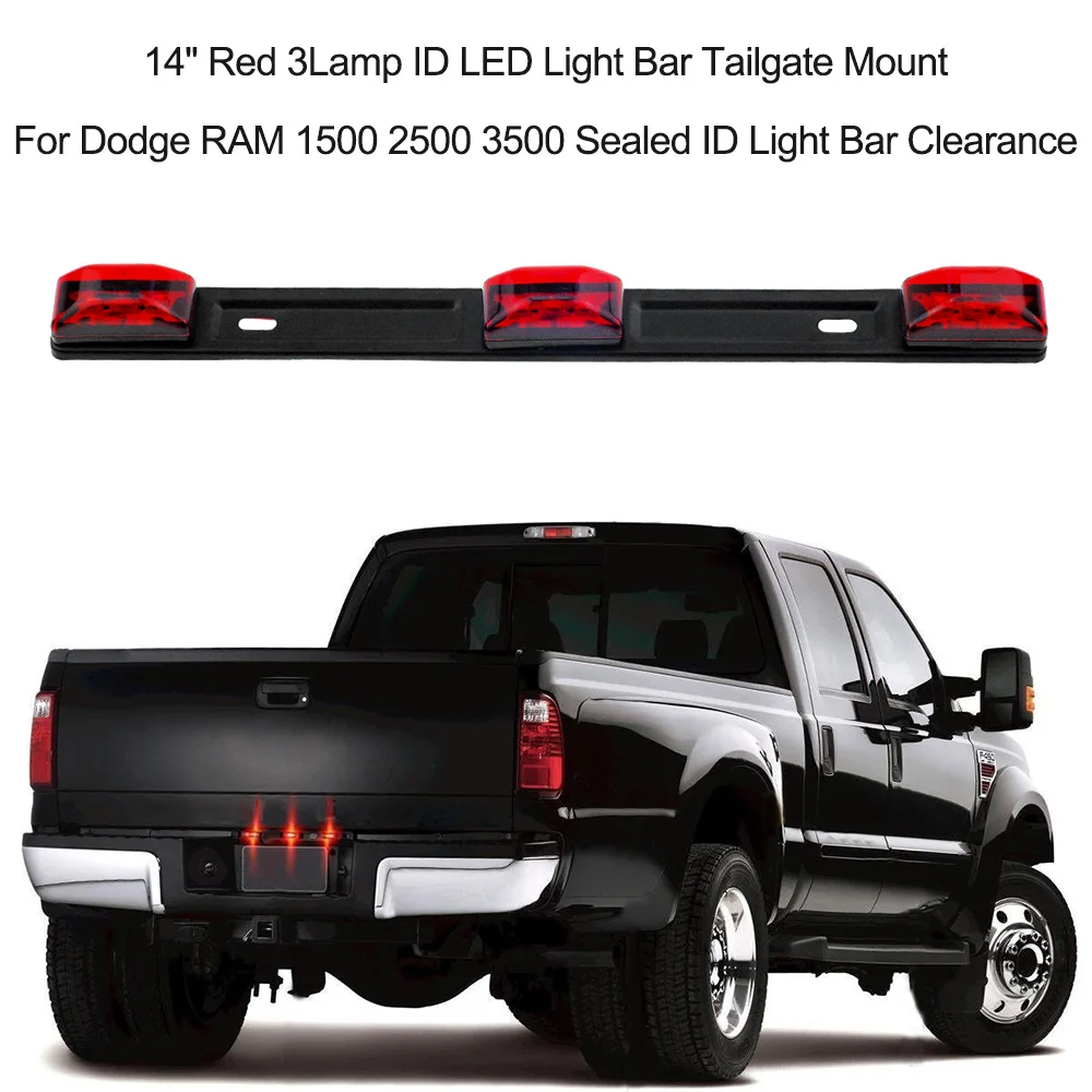 

KKMOON 12V Red 3 Lamp ID LED Light Bar Tailgate Mount Sealed ID Light Bar Side Marker Indicator For Dodge RAM 1500 2500 3500