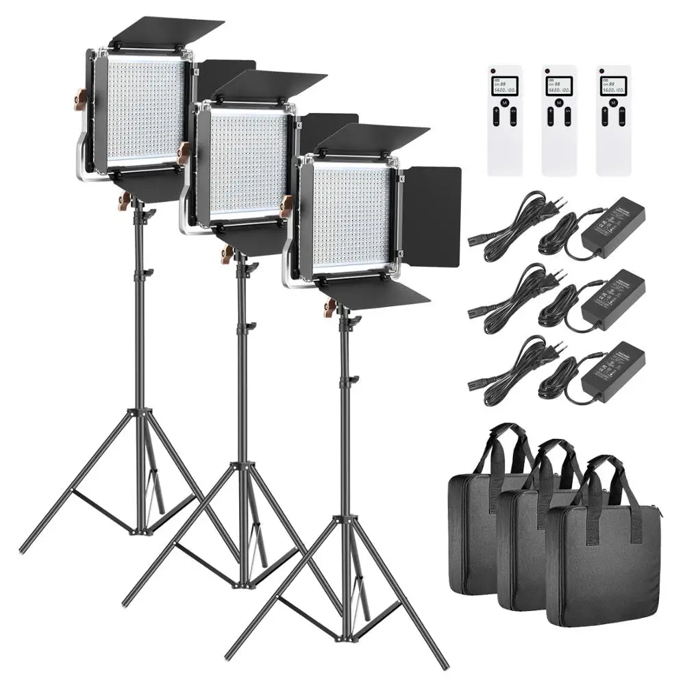 Neewer 3 paquetes avanzado 2,4G 480 LED Video luz fotografía Kit de