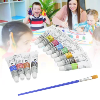 

12Pcs/set Acrylic Art Paints Set Watercolor Paints with Brush for Children Students Painting DIY LFX-ING