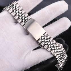Elegant Stainless Steel Watch Band Bracelet - Curved End Silver Metal Strap - 22mm (SILVER)