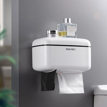 

Toilet Paper Holder Home Bathroom Storage Box Wall-mounted Toilet Paper Dispenser Multifunction Bathroom Accessories