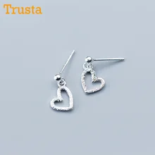 Trusta, 925 пробы, серебряные ювелирные изделия для женщин, модные крошечные серьги-гвоздики в форме сердца 8 мм X 8 мм, подарок для девочек, детей, леди, DS762