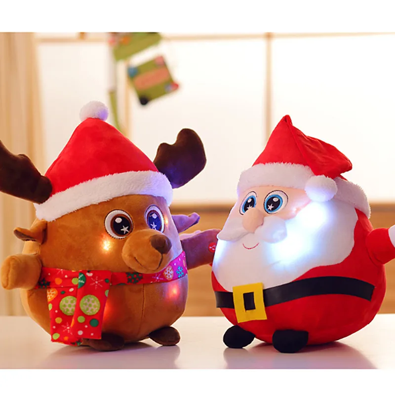 Кукла Санта-Клаус, кукла лося, плюшевая игрушка, игрушка в виде лося, светильник, музыкальная песня, игрушки, Рождественское украшение, рождественский подарок для Chlid