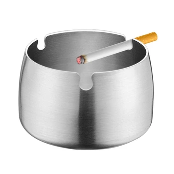 

Ashtray, Stainless Steel Outdoors Indoors Windproof Cigarettes Ashtrays for Home Office Hotel Cigaret Ash Tray (Silver)