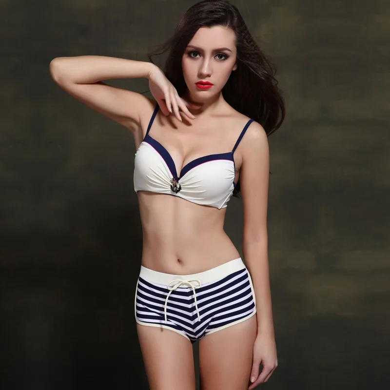 

2015 Origional Contrast Color Stripes Europe And America Split Type AussieBum Bathing Suit Bikini Bikini