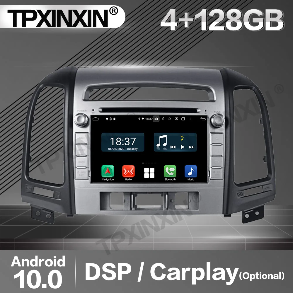 128G Carplay Car Radio 2 Din Stereo Receiver Android 10 For Hyundai Santa Fe 2012 GPS Navigation Player Audio Recorder Head Unit