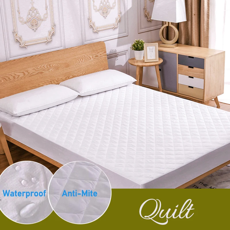100% Waterproof Bed Cover Brushed Fabric Quilt Mattress Protector for Breathable Anti-mite Topper 160x200cm | Дом и сад