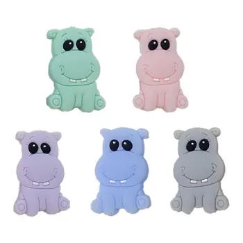 

5Pcs/Pack Baby Cartoon Hippo Shape Teether Silicone Beads Molar Toy Soother Gift