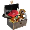 143pcs Kid Pirate Chest Box Golden Box Toy Kit Pirate Eye Sticker Retro Pirate Chest Children's Treasure HuAnt 1