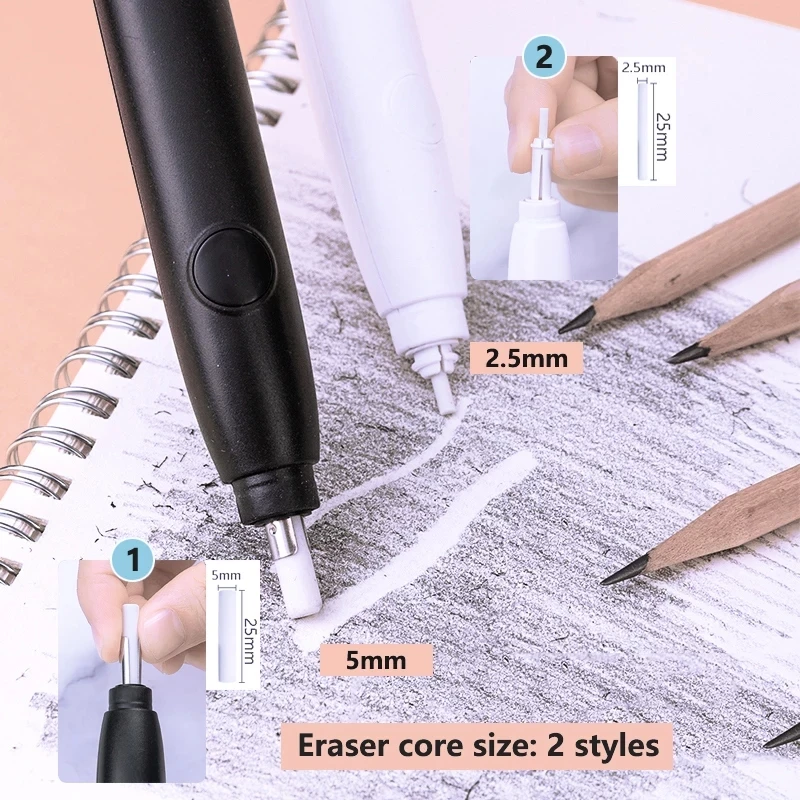 DELI Electric Eraser Kawaii Mechanical Pencil Eraser for Kids Office School  Painting Art Supplies With Soft Rubber Refill 5mm - AliExpress