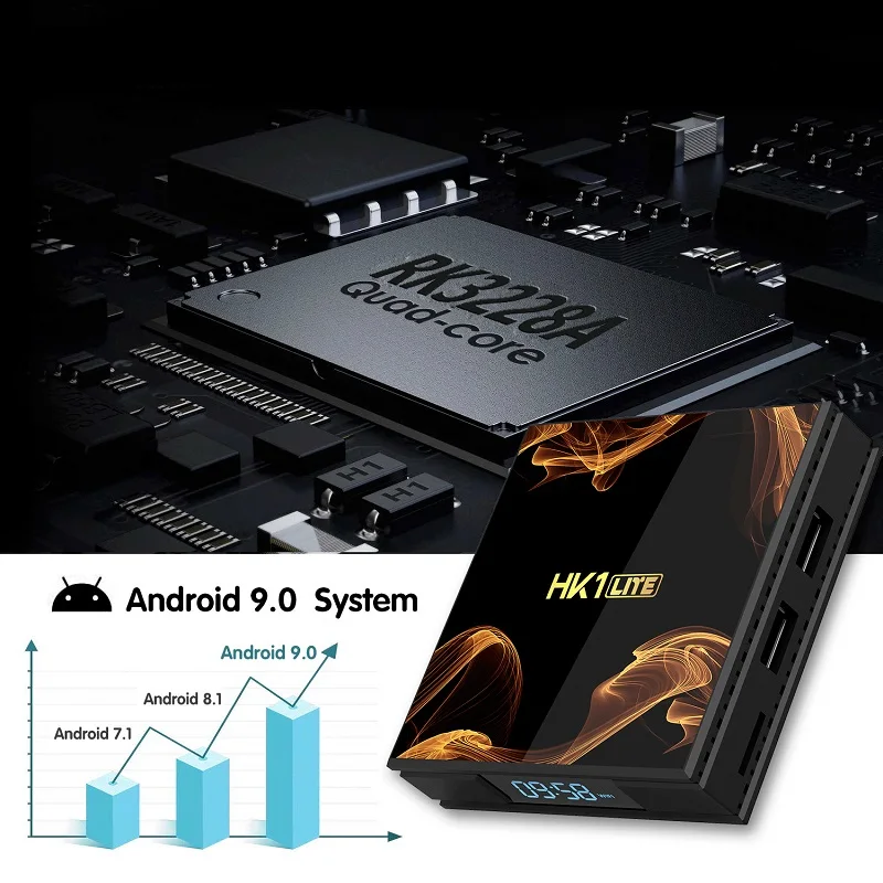 Высокое качество 2g16g Android 9,0 ТВ приставка HK1 LITE RK3228A 4K ОТТ ТВ приставка с 2,4 gwifi BT4.0