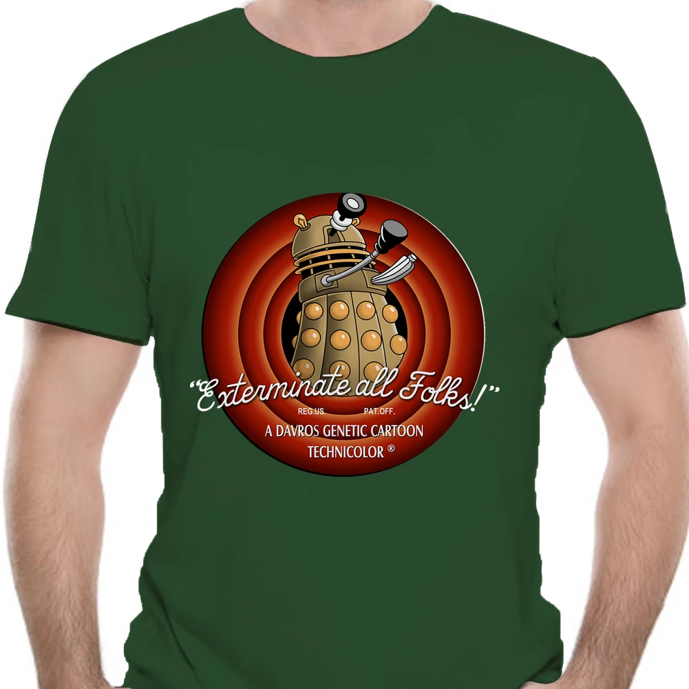 Футболка Dr. Who Exterminate All футболка Folks Мужская с супергероем черная одежда топ
