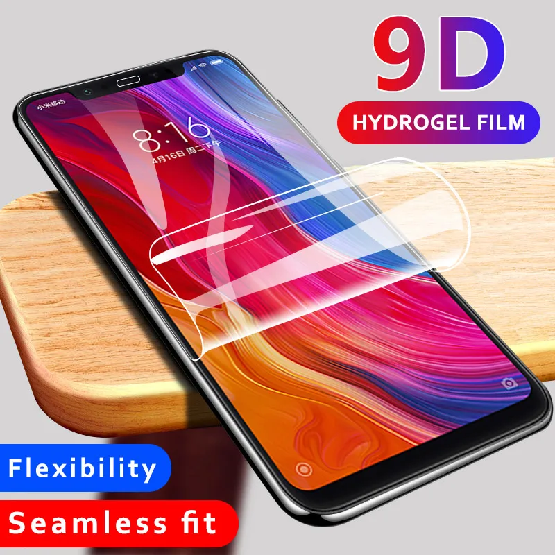 Полное покрытие 9D Гидрогелевая пленка для Xiaomi mi 8 9 Lite 6 A2 Pocophone F1 x 3 Защитная Red Note 7