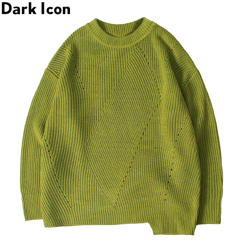 Темный значок сплошной цвет неровный подол свитер мужской пуловер свободные мужские свитера 3 цвета