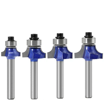

4Pcs 1/4inch Shank Round Over Router Bits Corner Rounding Edge-Forming Edging Tool Set for Woodworking Milling Cutter