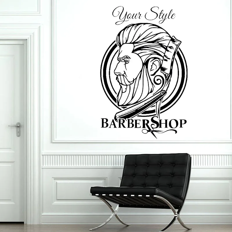 

Barber Shop vinyl Wall Sticker hair salon Decoration Hairdresser Wall Decal Removable vinyl Wall Art Stickers Hipster Decor G643