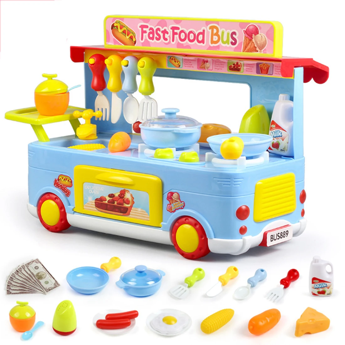 29 шт./компл. Дети моделирование Еда Bus Playset притворяться Кухня форму игрушки для детей-мальчиков в подарок для девочек-синий/розовый