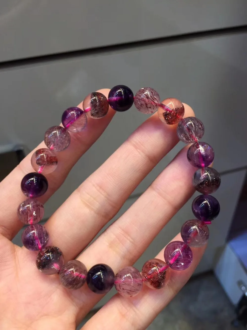9 мм натуральный Lepidocrocite Рутиловый Кварц Браслет Супер 7 камень женщины мужчины целебные круглые бусины браслеты AAAAA сертификат